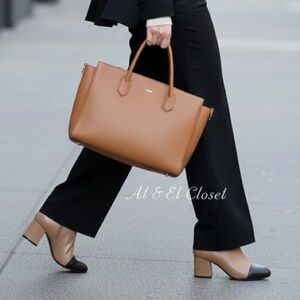 Liz Claiborne Kendale Two-Tone Ankle Boots Tan & Black Cap Toe Sz 6.5M Vegan NWB